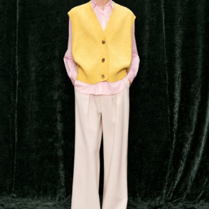 Mouwloos vest Giallo Lumina geel Italiaans vest met drie knopen, lage mouwinzet en boordafwerking, universele maat.